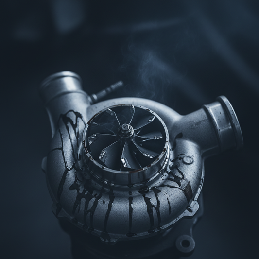 Skadat kompressorhjul i trasig turbo med synliga tecken på fel