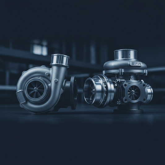 Garrett och BorgWarner turboaggregat sida vid sida